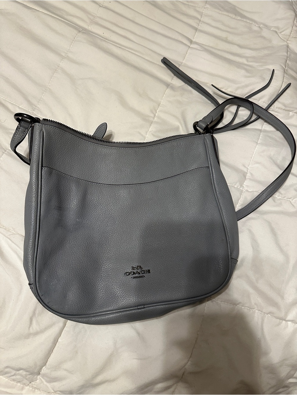 Coach Gray Pebbled Leather Crossbody Bag
